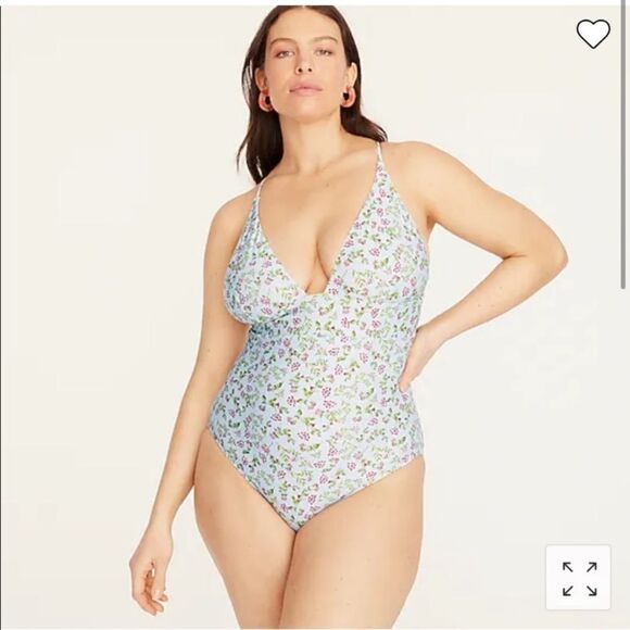 NWT J.Crew Plunge one-piece in cloud meadow floral size 24 - Picture 1 of 7